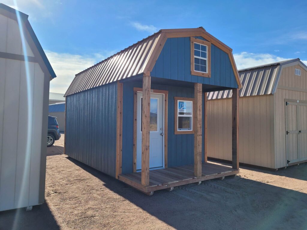 Blue storage shed for sale