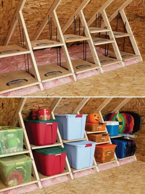 Utilizing corner space in a shed on the loft area.