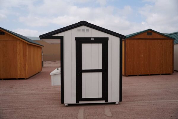 Chicken Coop 6x8 perfect for raising chickens, viewed from the side, showing the traditional door for human access.