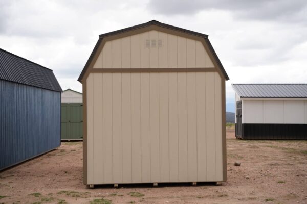 10x16 Barn Style storage shed viewed from the back.