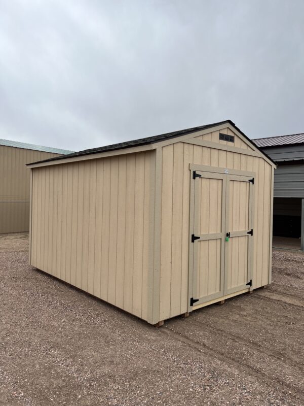 A large container sits outdoors in a sky filled with clouds.