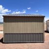 8x12 Tackroom Style storage shed, viewed from the back.